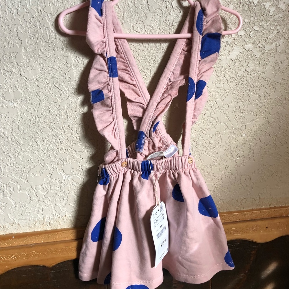 Zara Kids Polka Dot Suspender Skirt